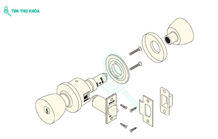 Cách tháo ổ khóa cửa tay nắm tròn khi bị kẹt